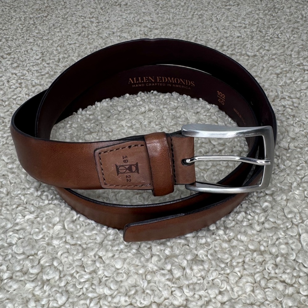 Allen Edmonds Glass Avenue Dress Belt Cigar Brown Mens 40 Made in USA